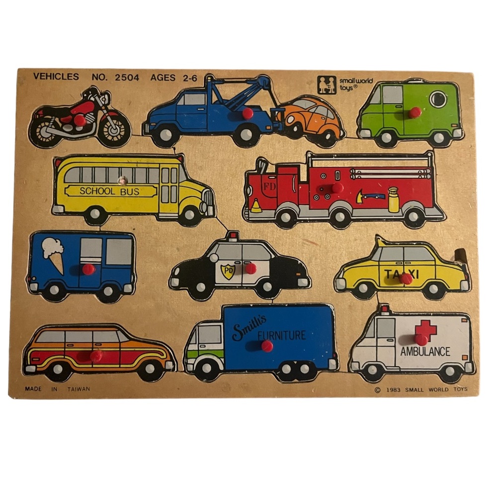 Small World Toys Vintage 1983 Puzzles Vehicles No. 2504 Transportation truck Car